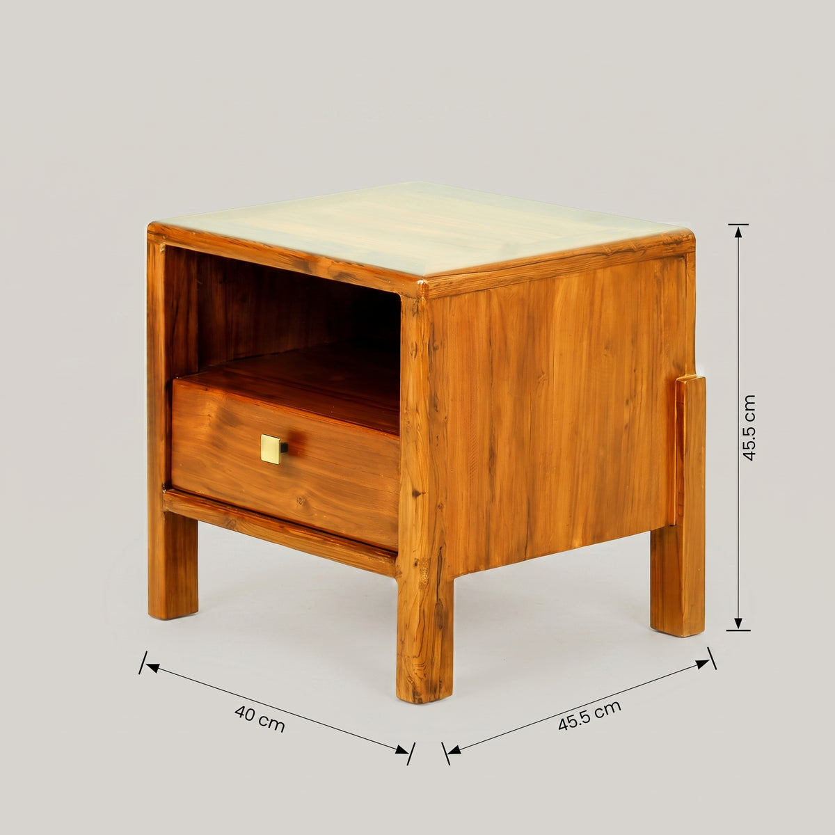 Aura Teak Wooden Bedside by Zodiya