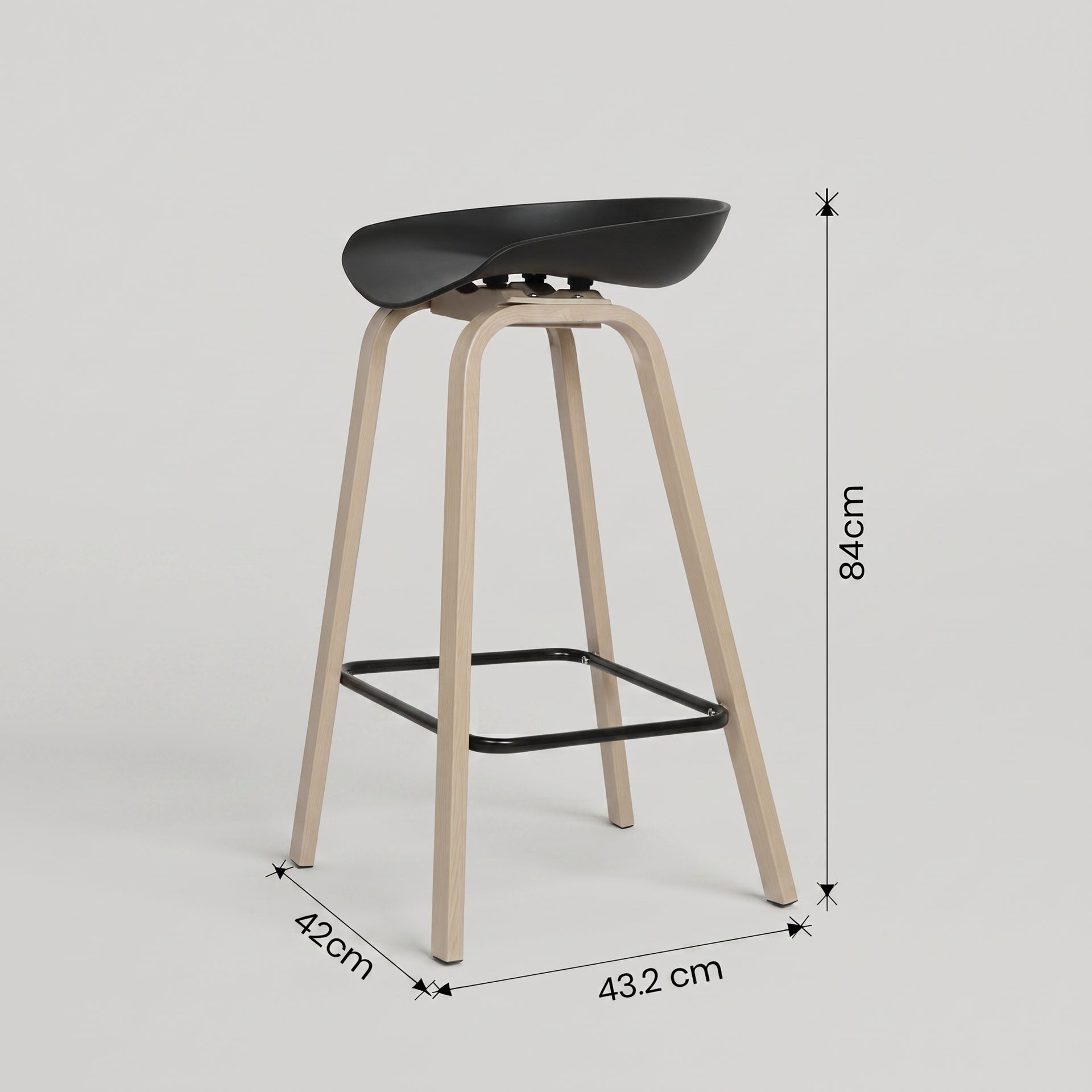Mordic Wooden Bar Stool with Black Seat by Zodiya