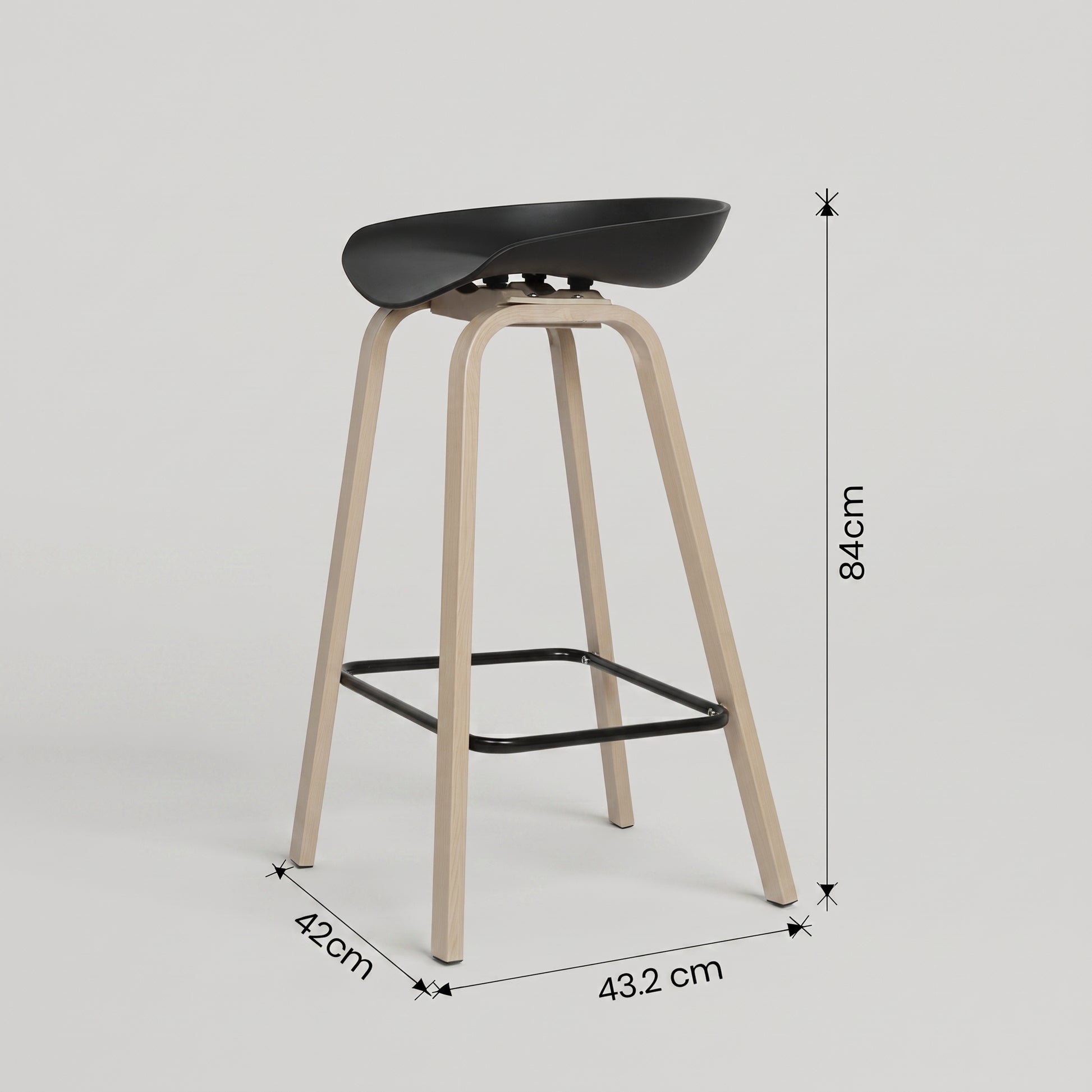 Mordic Wooden Bar Stool with Black Seat by Zodiya-2