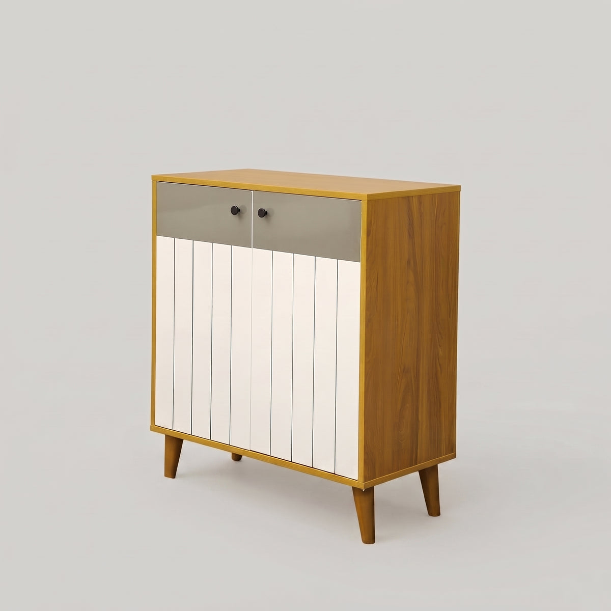 Wooden Shoe Rack with White Doors by Zodiya