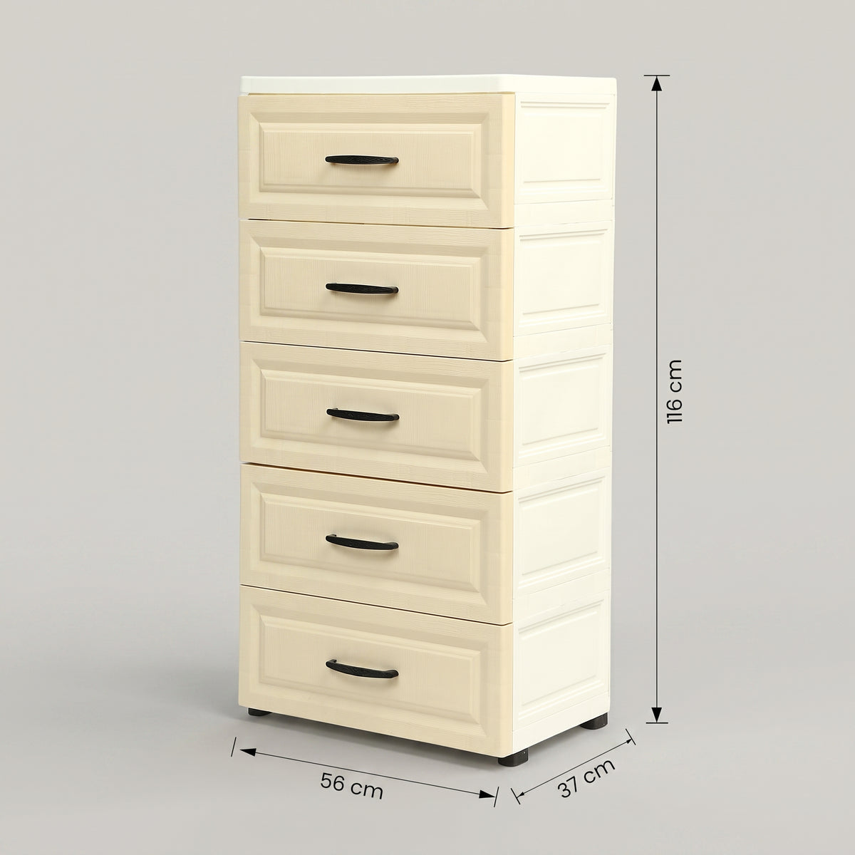 Cream 5 Drawer Plastic Storage Cabinet by Zodiya