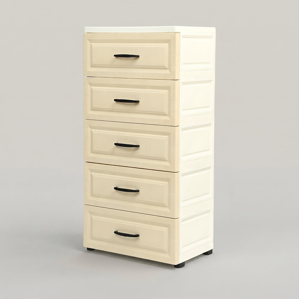 Cream 5 Drawer Plastic Storage Cabinet by Zodiya