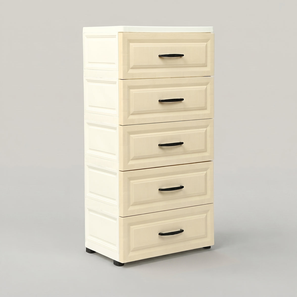 Cream 5 Drawer Plastic Storage Cabinet by Zodiya