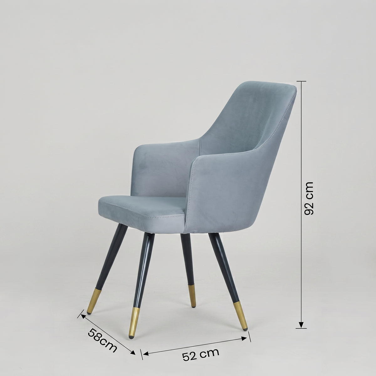 Chic Grey Velvet Dining Arm Chair by Zodiya