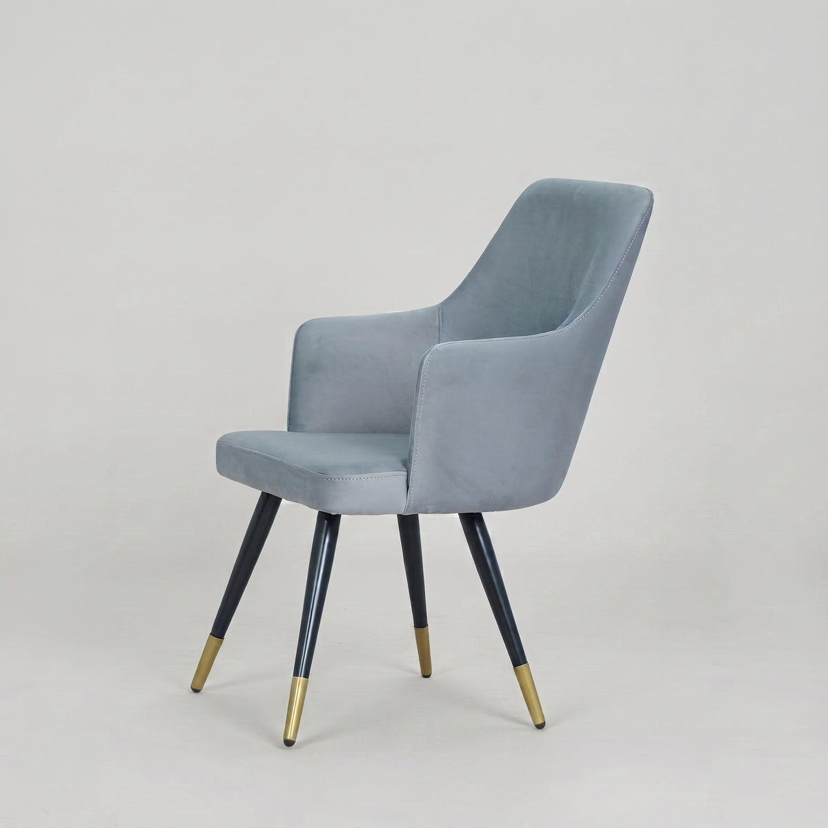 Chic Grey Velvet Dining Arm Chair by Zodiya