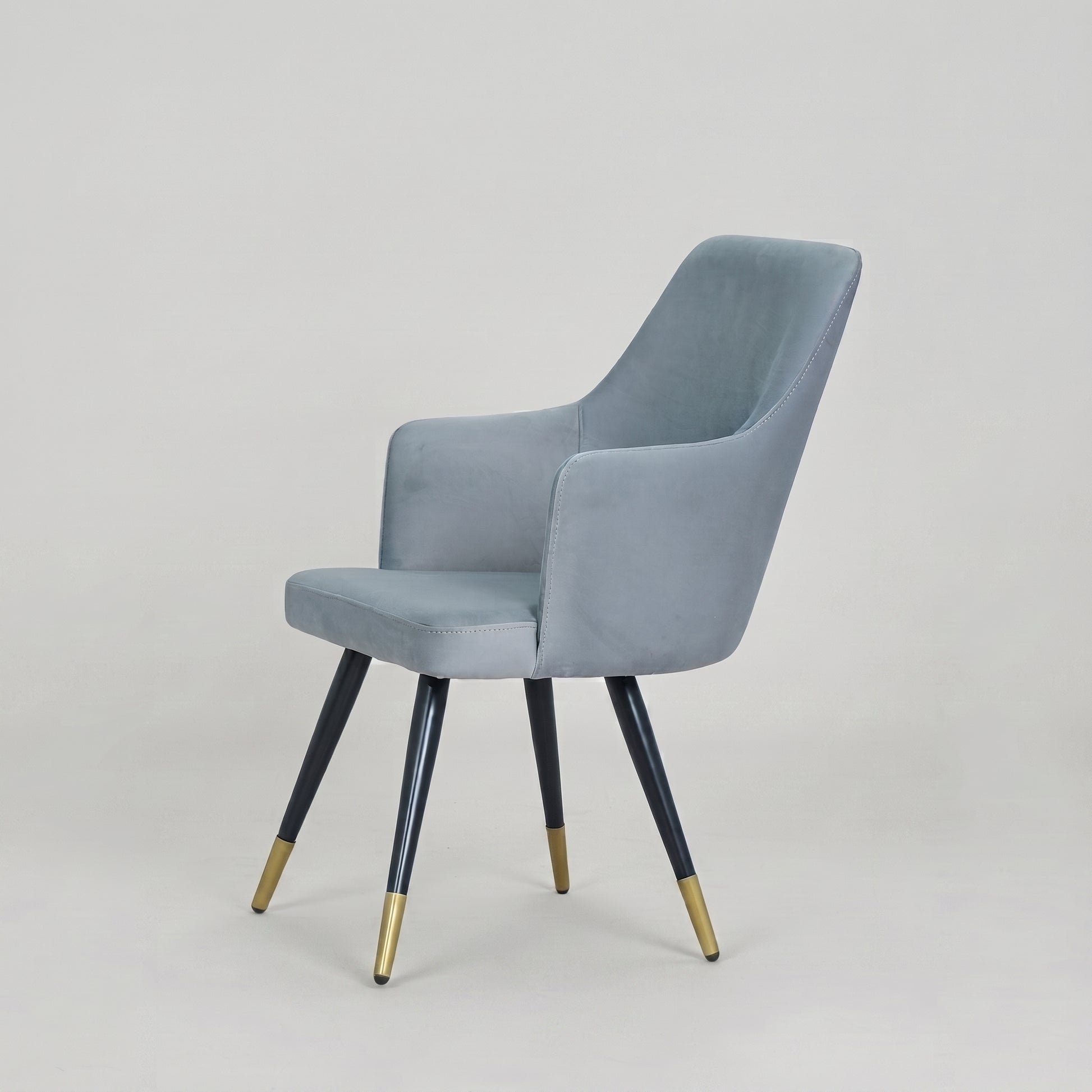 Chic Grey Velvet Dining Arm Chair by Zodiya-5