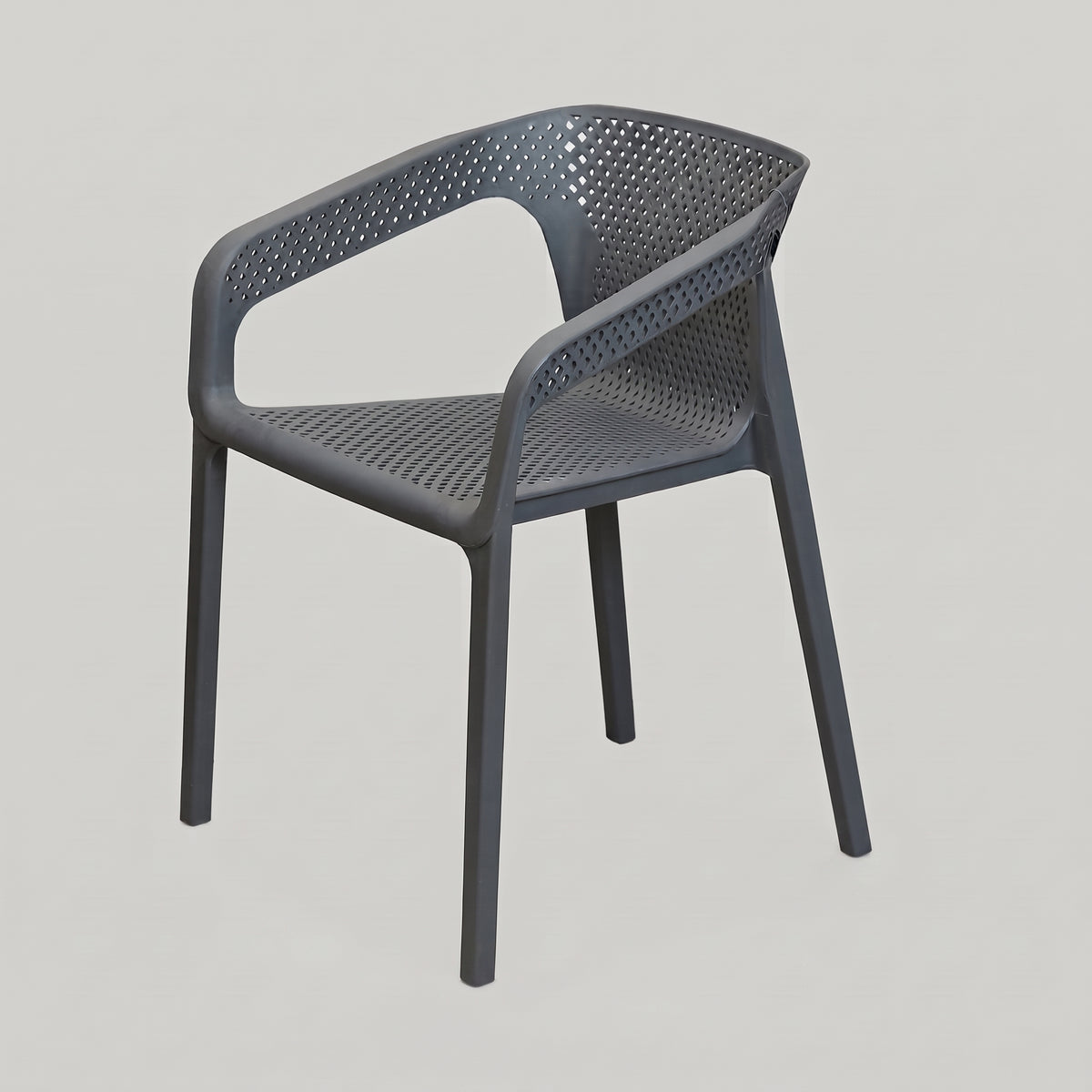 Grey Plastic Dining Arm Chair by Zodiya