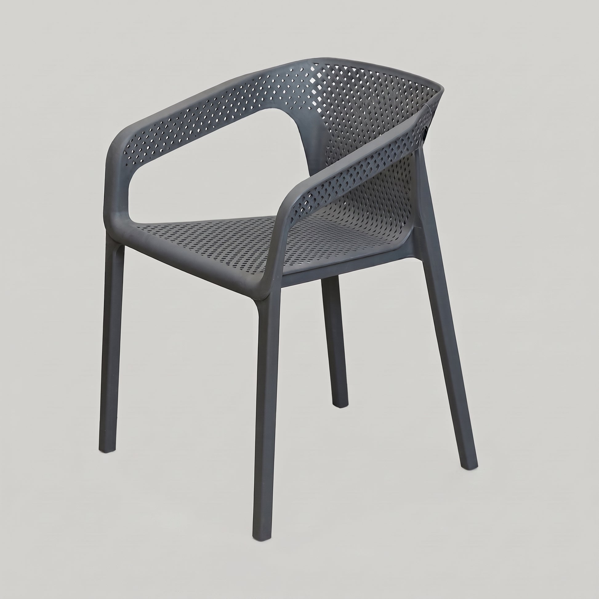 Grey Plastic Dining Arm Chair by Zodiya-3