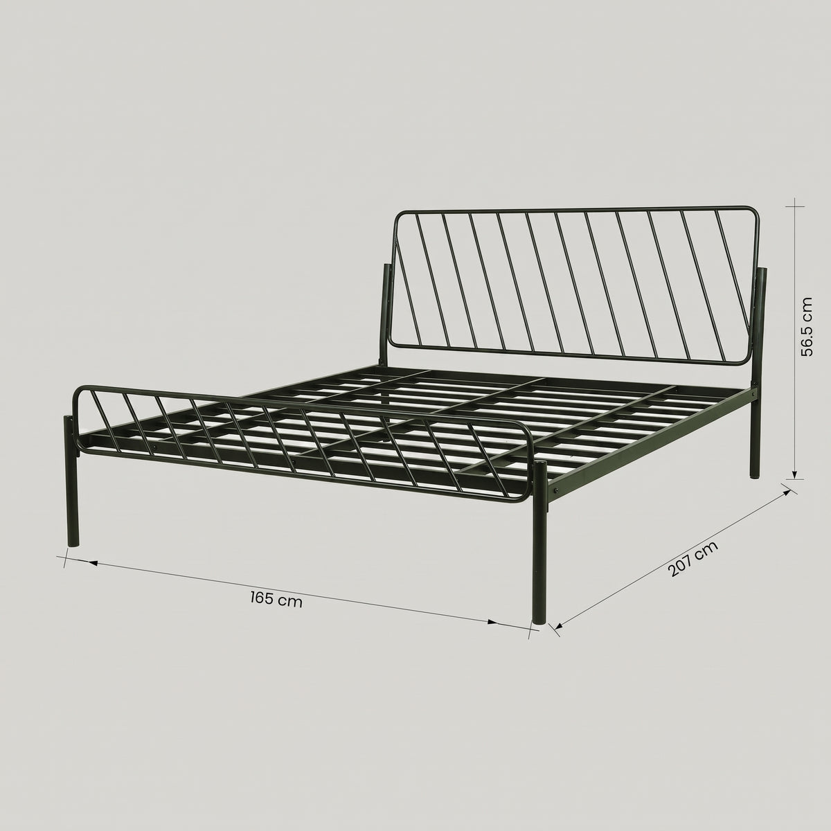 Oblique Metal Queen Size Bed by Zodiya