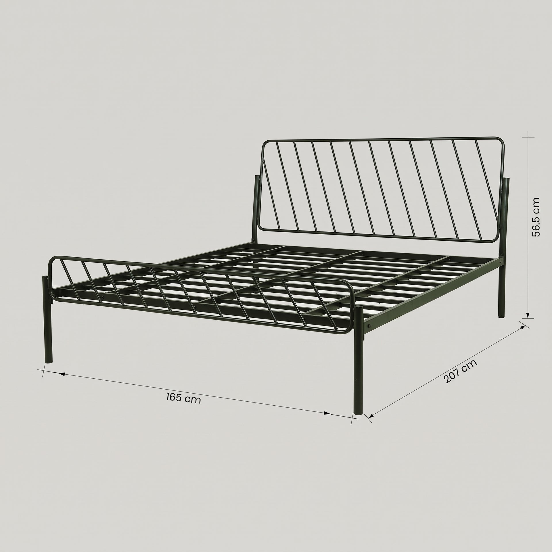 Oblique Metal Queen Size Bed by Zodiya