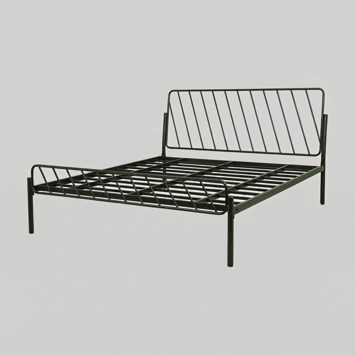 Oblique Metal Queen Size Bed by Zodiya