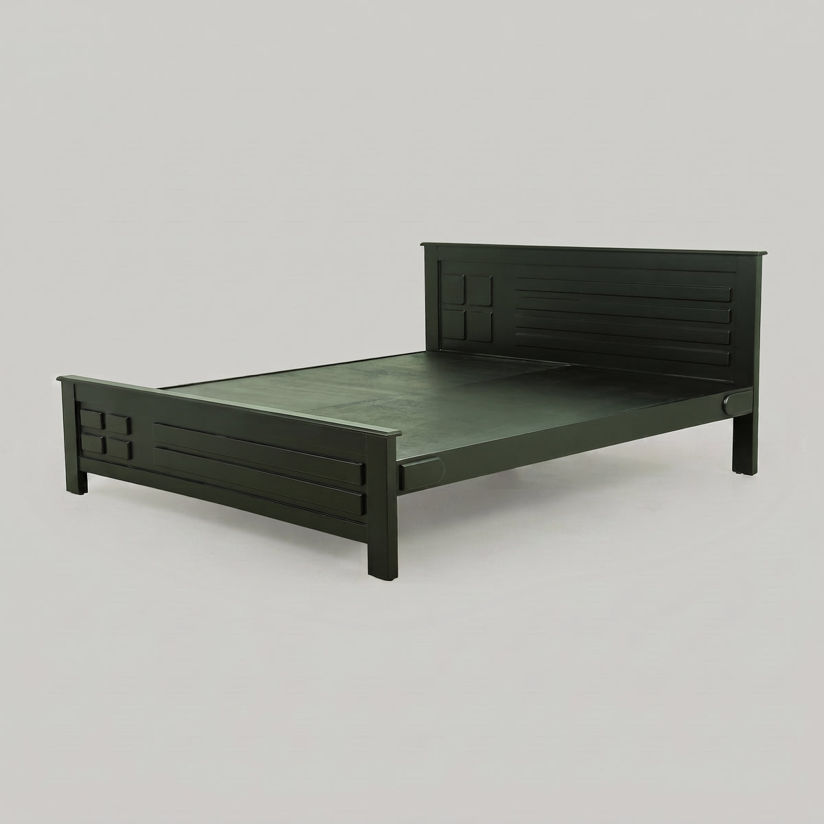 Black Engineered Wood King Size Bed by Zodiya