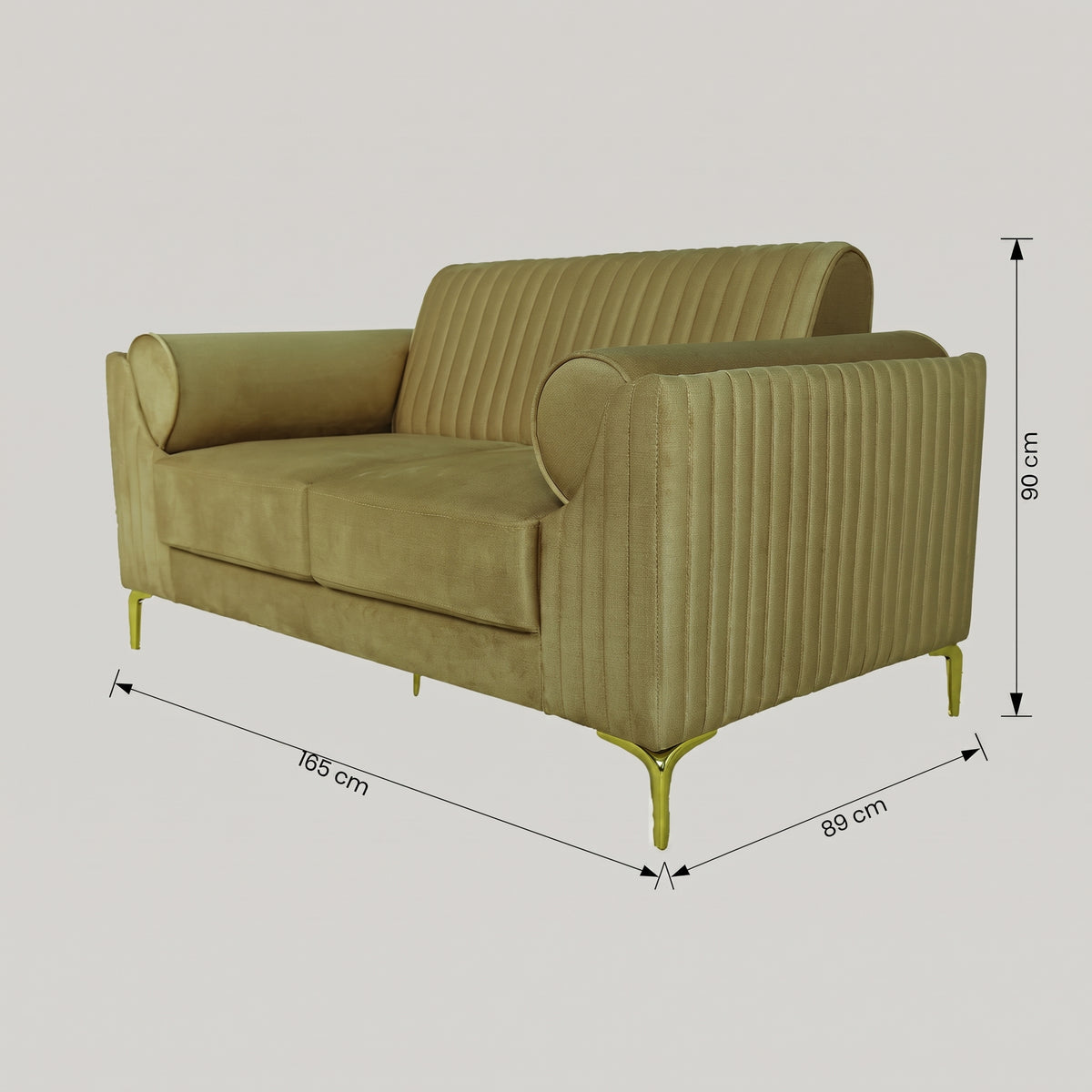 Milton-Magic Beige Velvet 2 Seater Sofa by Zodiya