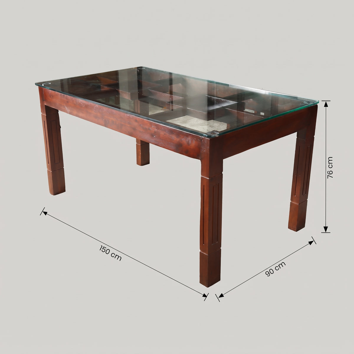 Prestige Wooden Glass Top Dining Table by Zodiya