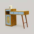 Wooden Blue Study Table with Storage By Zodiya