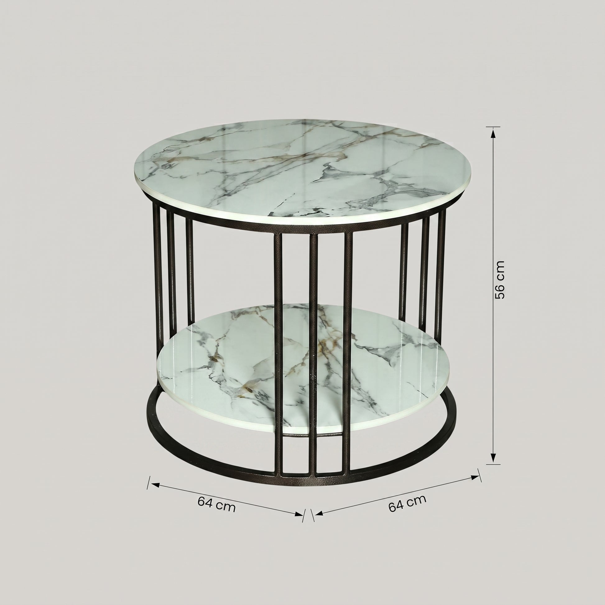 2 Layer Round Marble Side Table by Zodiya-2