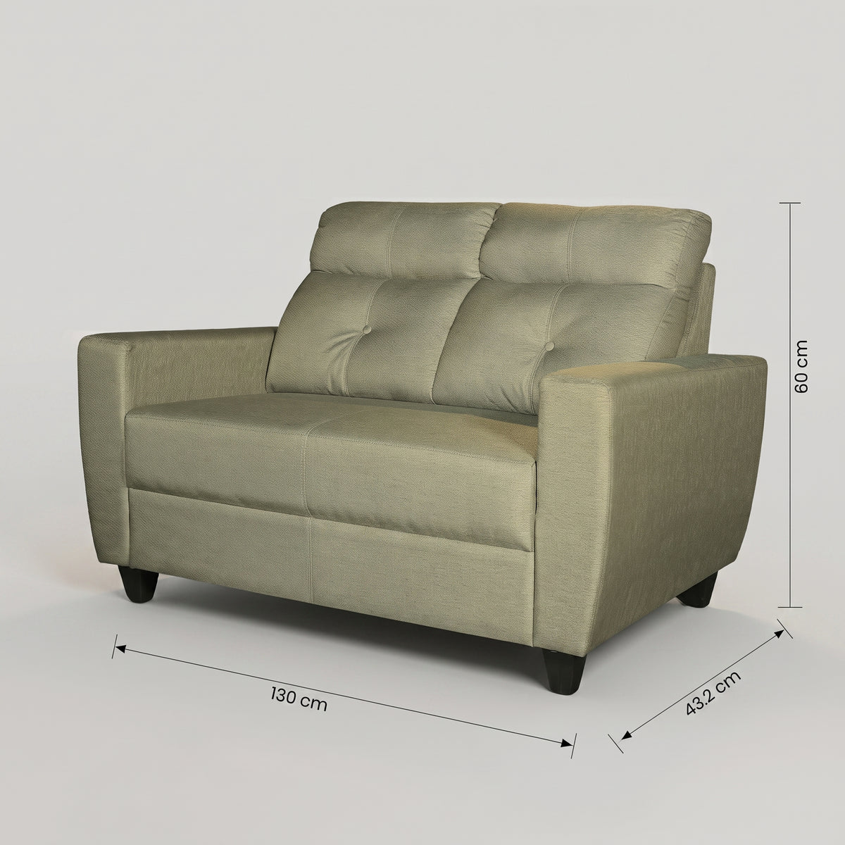 Comely Cream Fabric 2 Seater Sofa By Zodiya