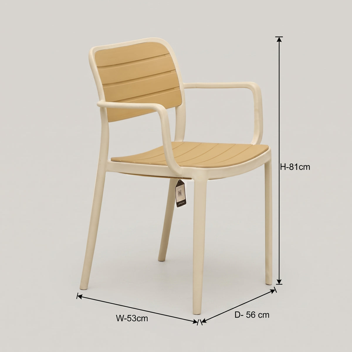 Uno XR White Slatted Patio Dining Chair with Arms By Zodiya