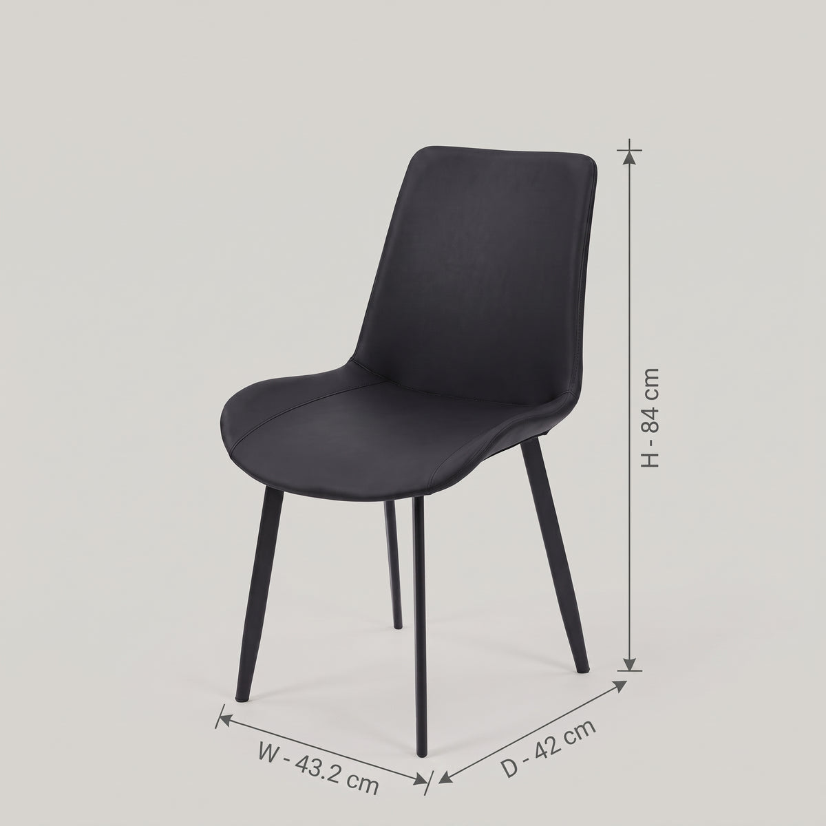 Cruze Black Leather Dining Chair with Meta Legs by Zodiya
