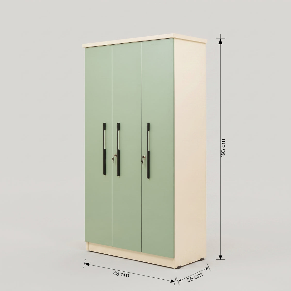 MAKWA Green Engineered Wood 3 Door Wardrobe by Zodiya