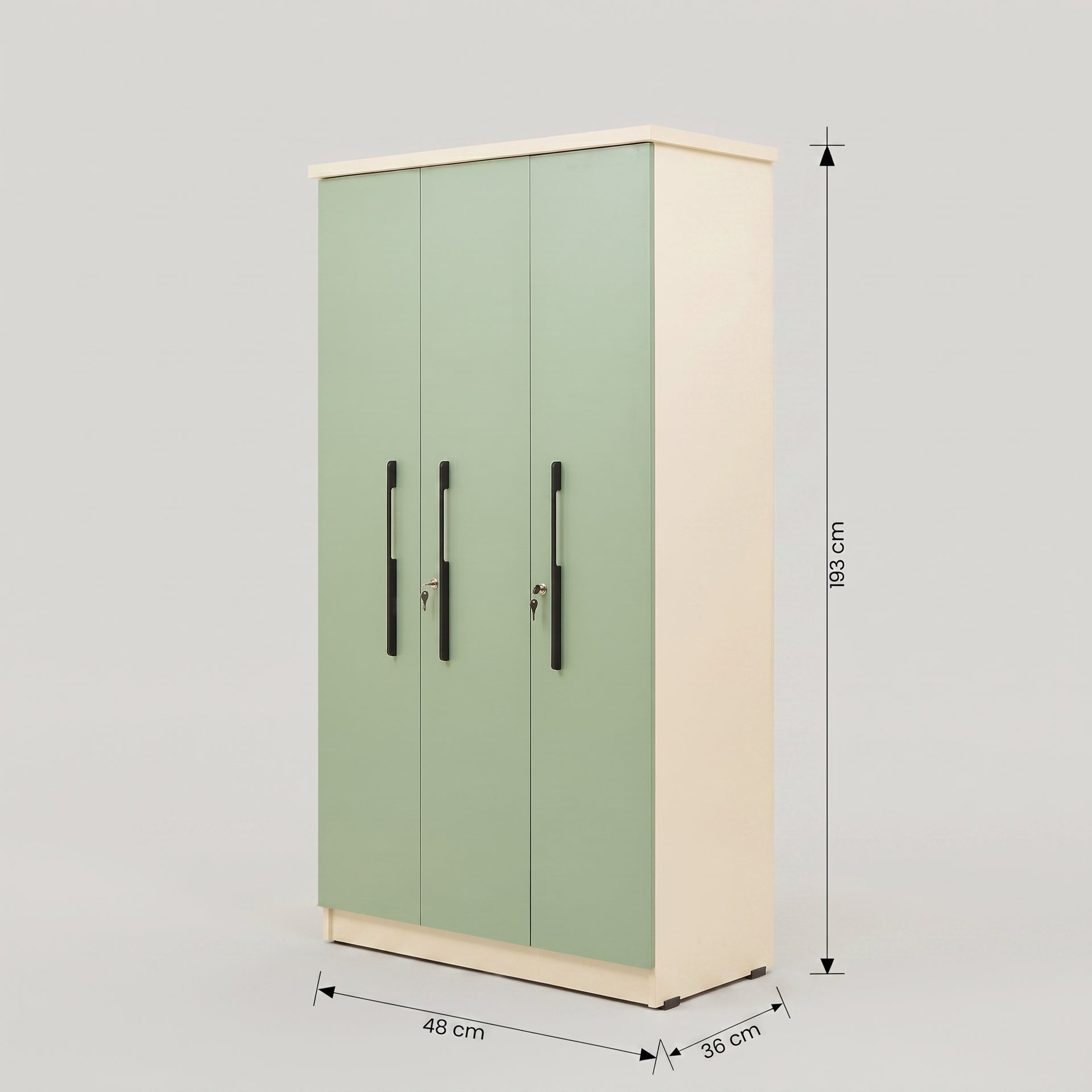 MAKWA Green Engineered Wood 3 Door Wardrobe by Zodiya