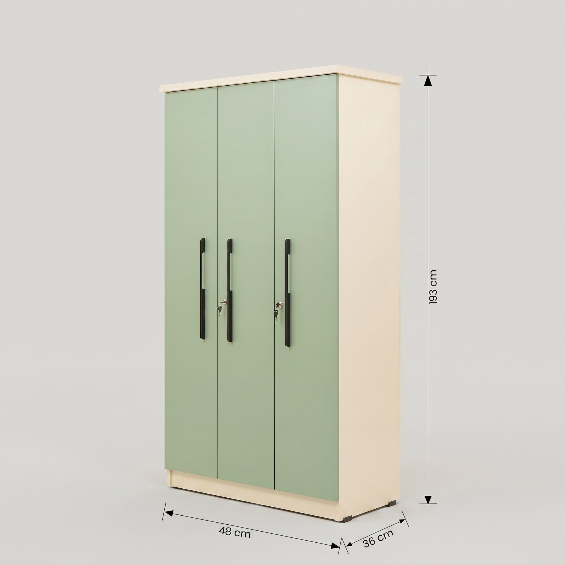 MAKWA Green Engineered Wood 3 Door Wardrobe by Zodiya-2
