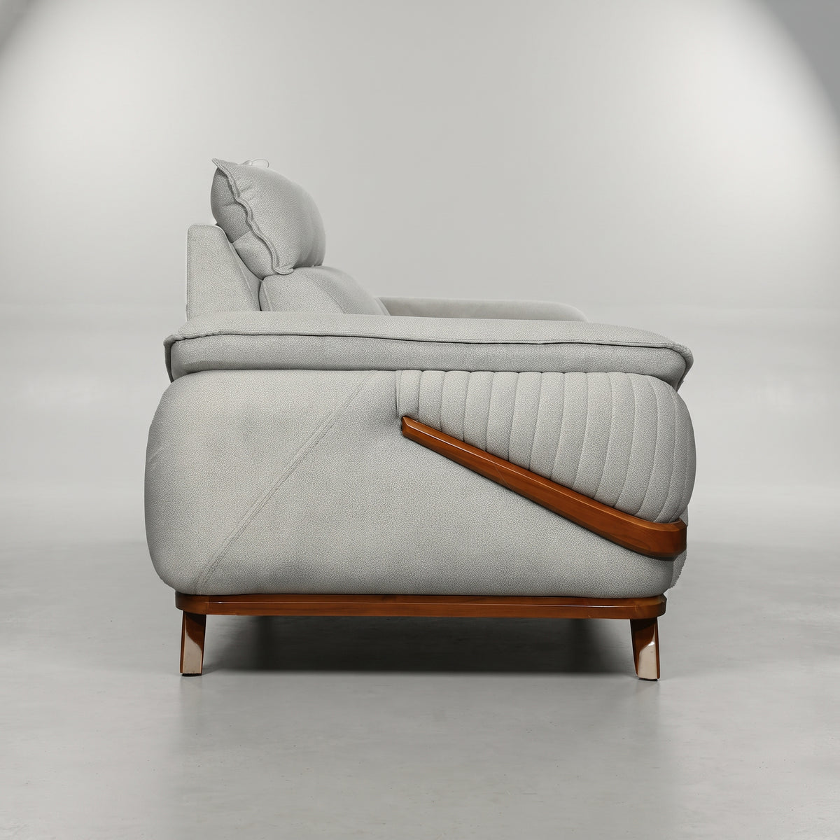 Modexa Light Grey Leather 2 Seater Sofa with Pillow Arms by Zodiya