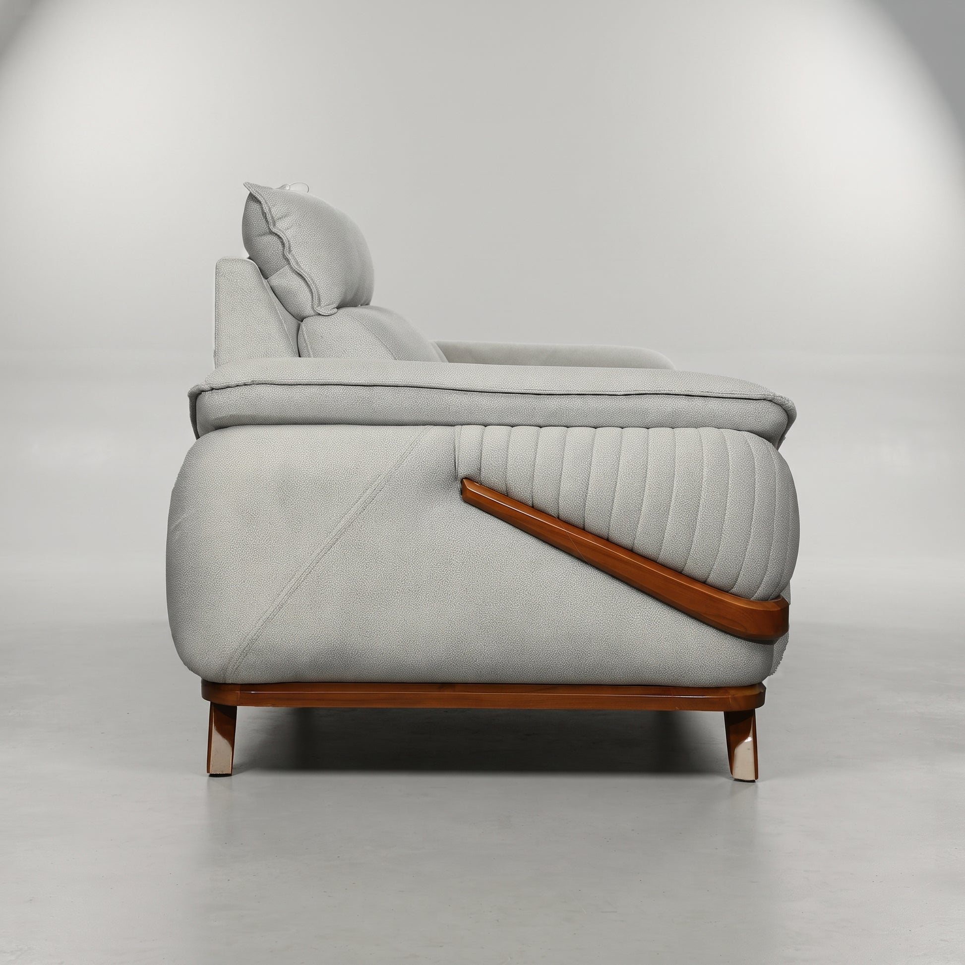 Modexa Light Grey Leather 2 Seater Sofa with Pillow Arms by Zodiya-3