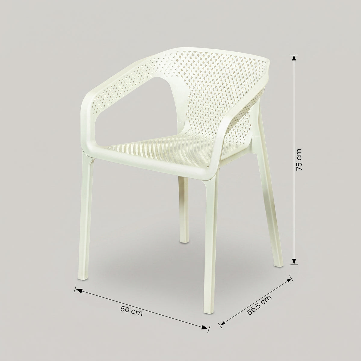 Cube White Outdoor Plastic Dining Chair with Armrests by Zodiya