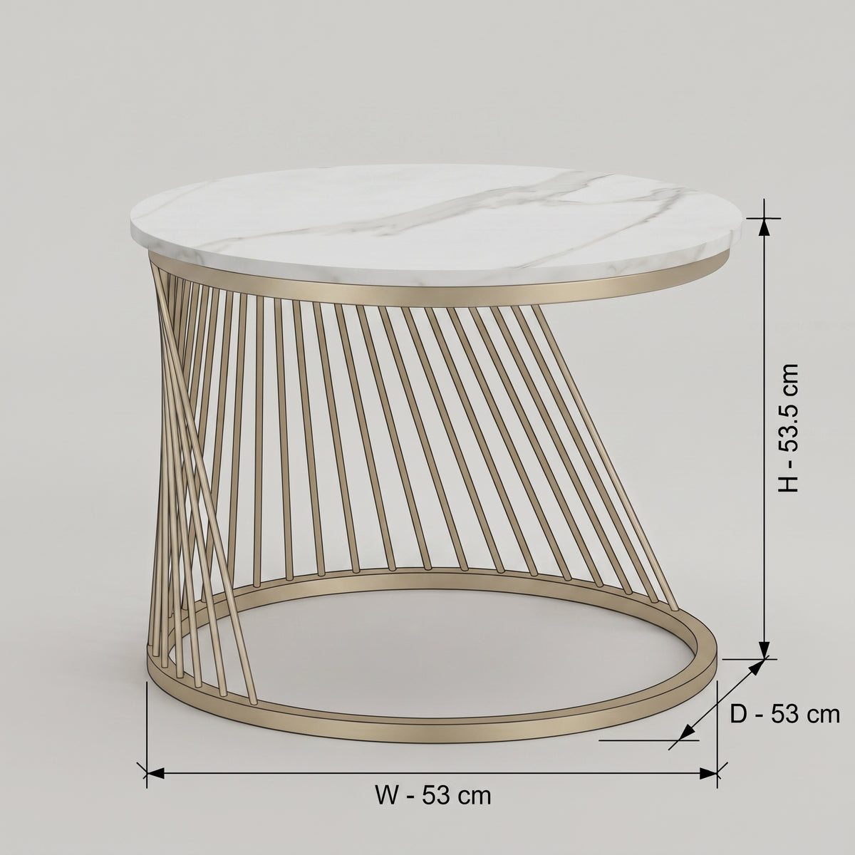 Round Marble Top Coffee Table with Metallic Gold Base by Zodiya
