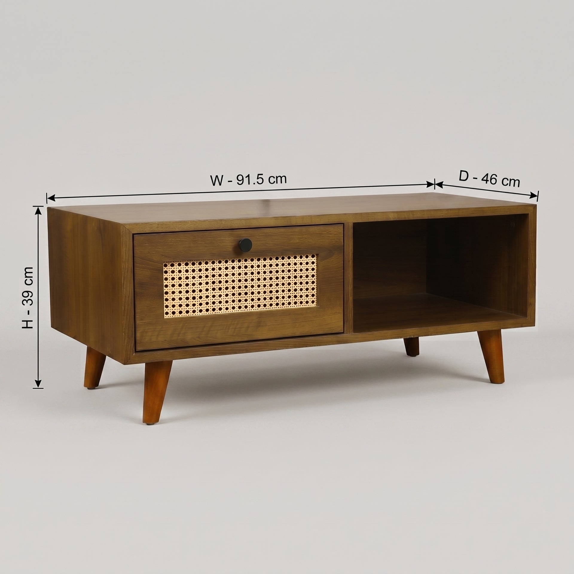 Orvanta Round White Coffee Table with Wooden Base by Zodiya