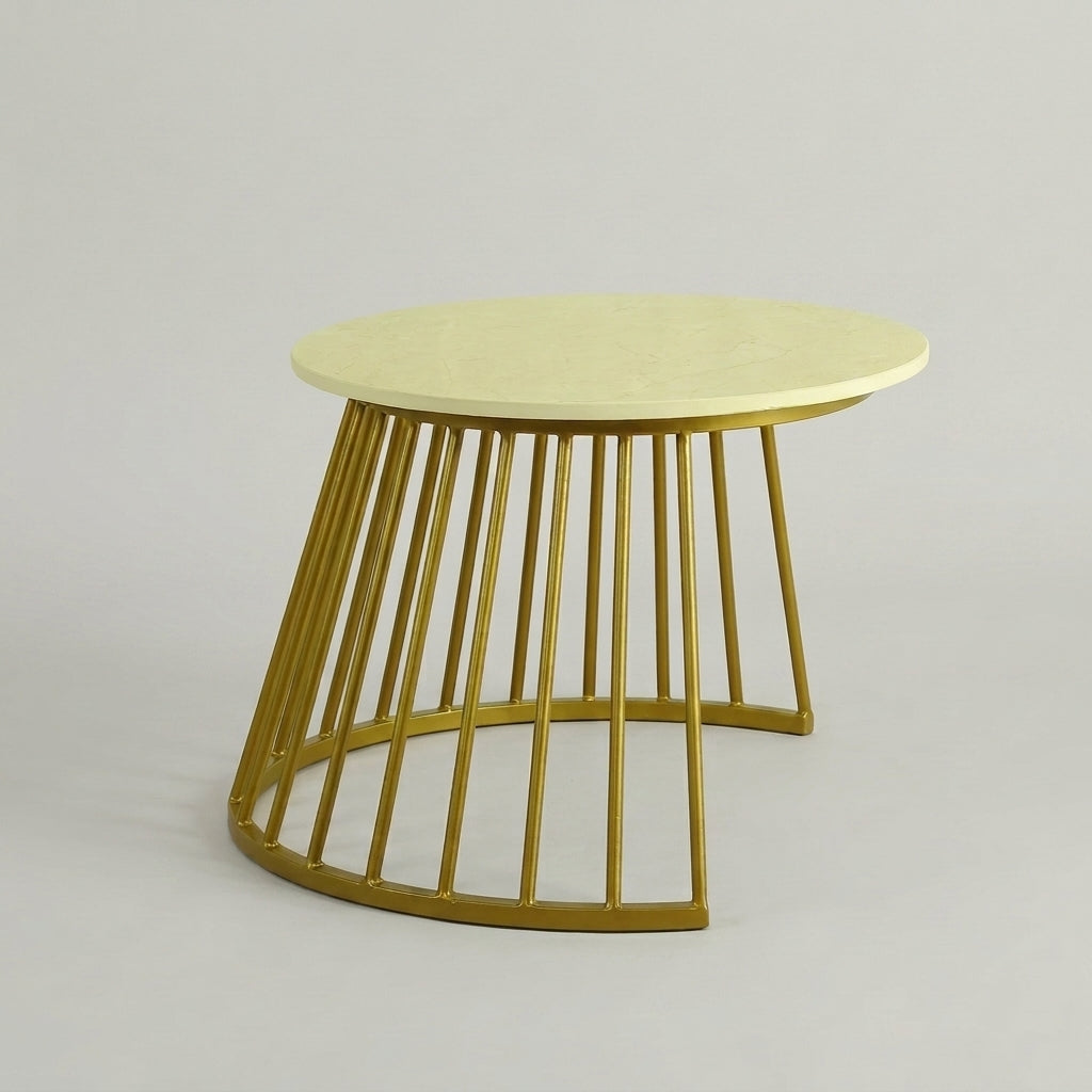 Marble Top Coffee Table Set of 2 with Gold Base by Zodiya