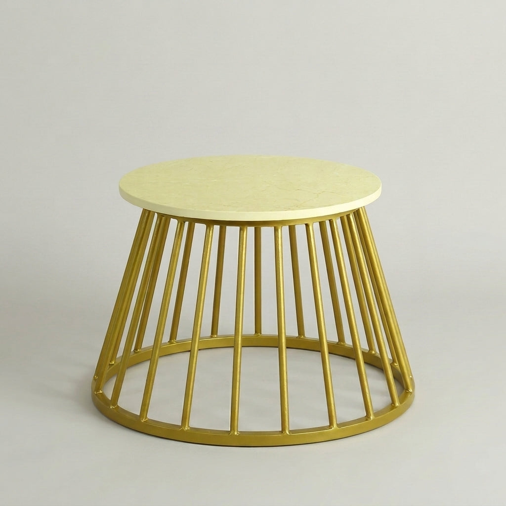 Marble Top Coffee Table Set of 2 with Gold Base by Zodiya