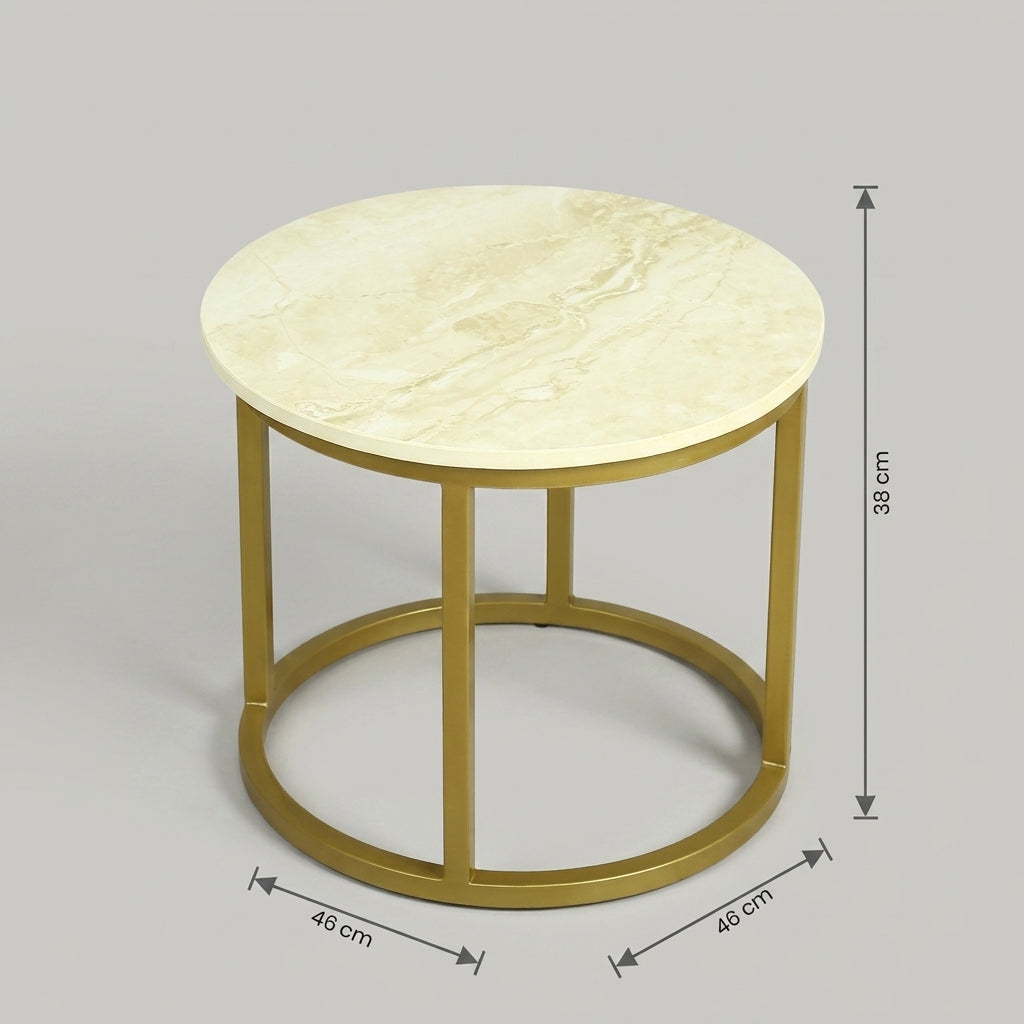Round Marble Nesting Coffee Tables (Set of 3, Gold) by Zodiya