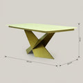 Square Cream Marble Dining Table with Bronze Base by Zodiya
