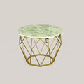 Hexagonal Marble Top Coffee table with Gold Geometric Base by Zodiya