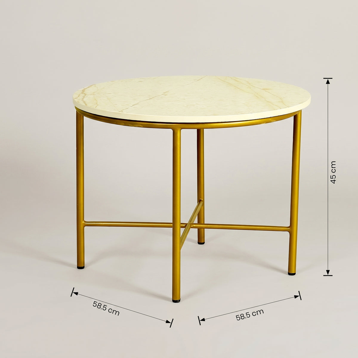 White Marble Coffee Table with Gold Crossbase Frame by Zodiya