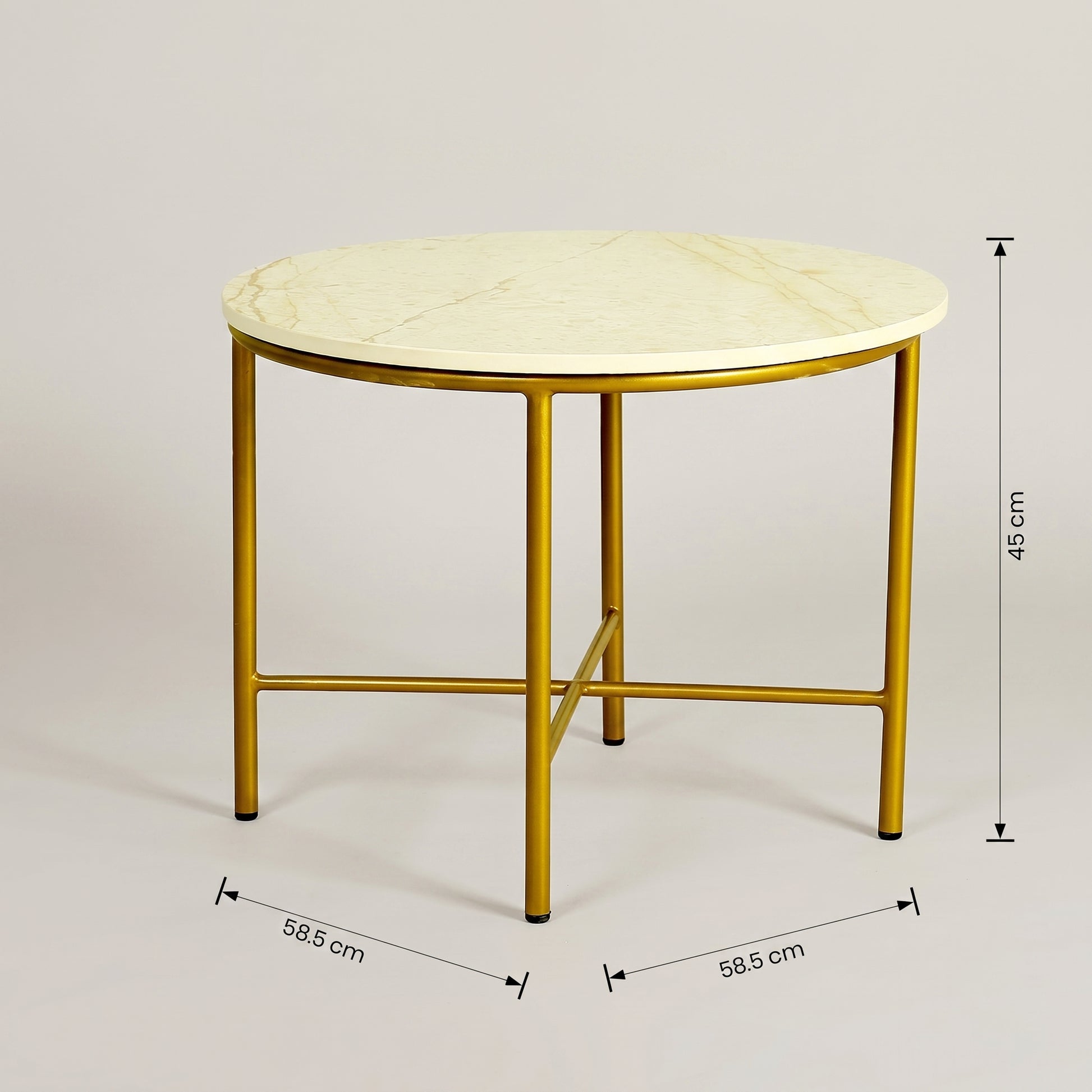 White Marble Coffee Table with Gold Crossbase Frame by Zodiya-2