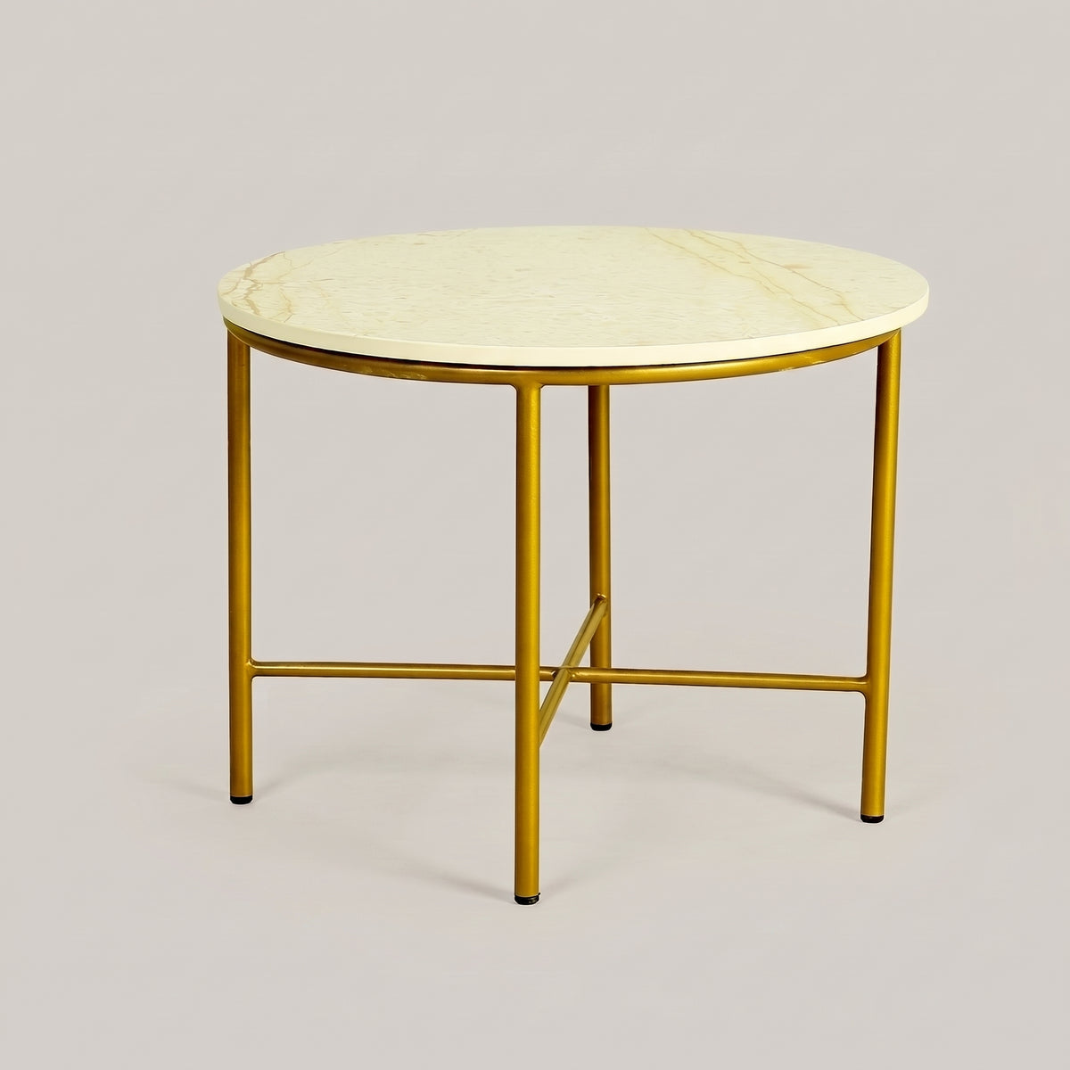 White Marble Coffee Table with Gold Crossbase Frame by Zodiya