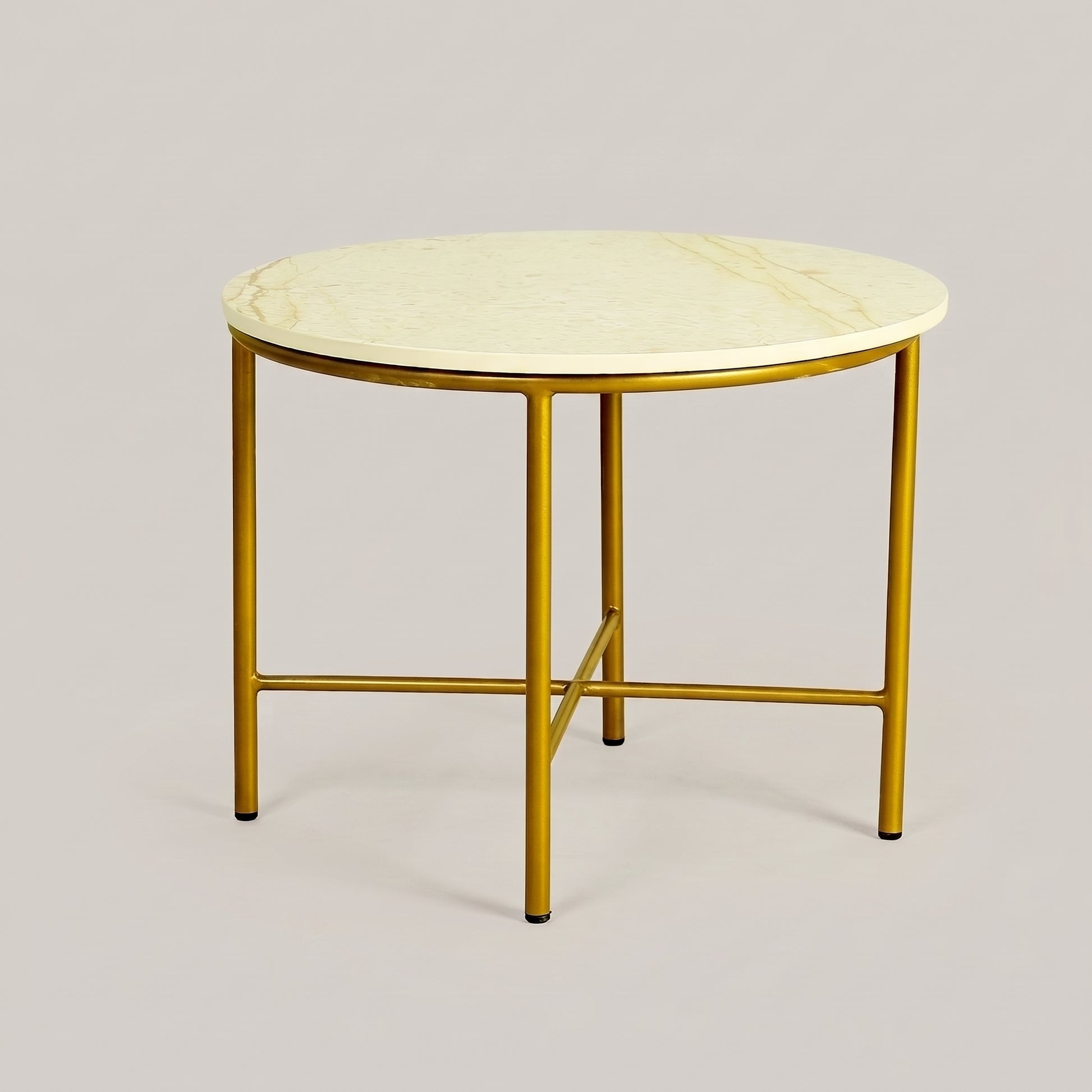 White Marble Coffee Table with Gold Crossbase Frame by Zodiya-5