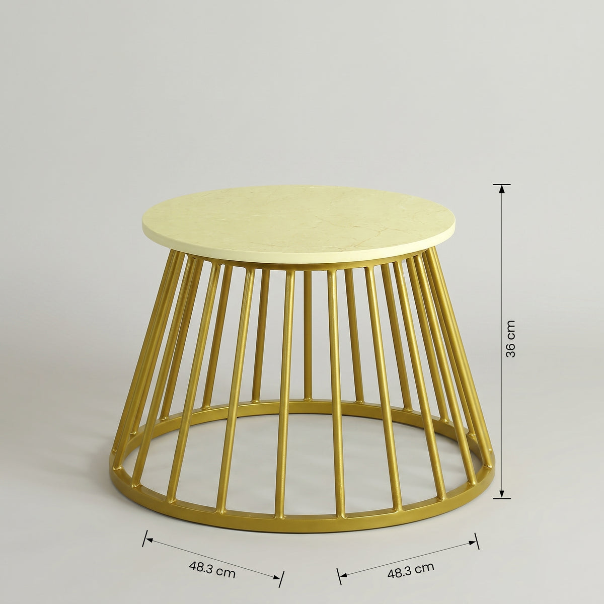 Marble Top Coffee Table Set of 2 with Gold Base by Zodiya
