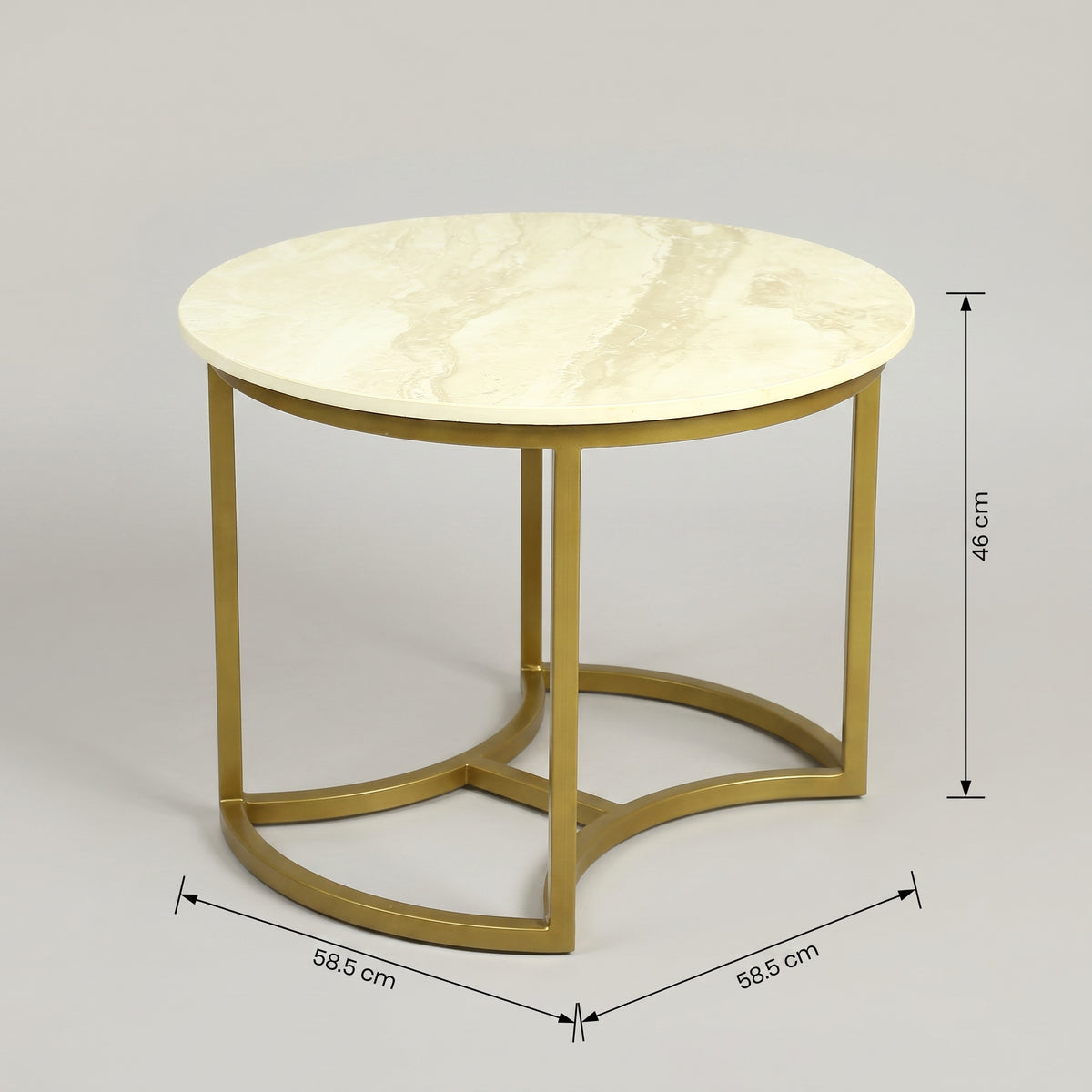 Round Marble Nesting Coffee Tables (Set of 3, Gold) by Zodiya