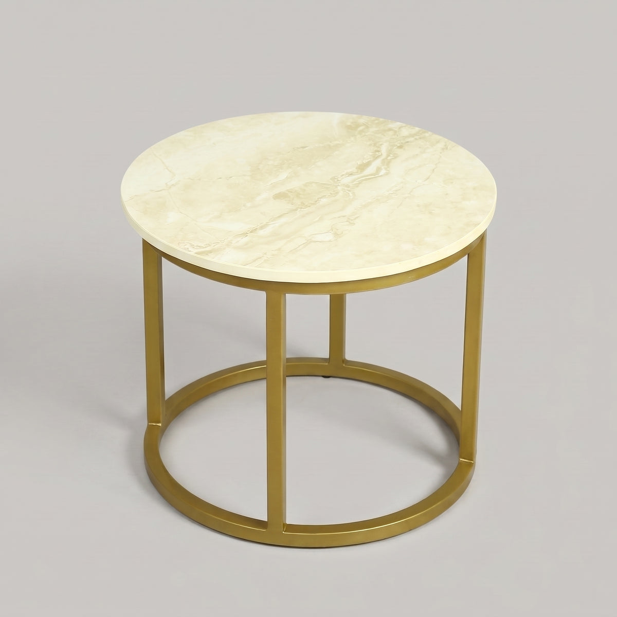 Round Marble Nesting Coffee Tables (Set of 3, Gold) by Zodiya
