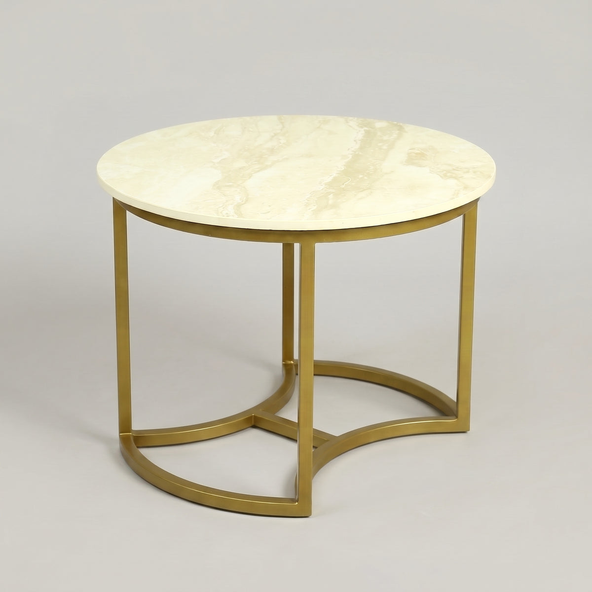 Round Marble Nesting Coffee Tables (Set of 3, Gold) by Zodiya