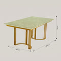 Green Marble 6 Seater Dining Table with Gold Metal Legs by Zodiya