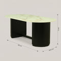 Oval Marble 8 Seater Dining Table with Black Pedestal by Zodiya