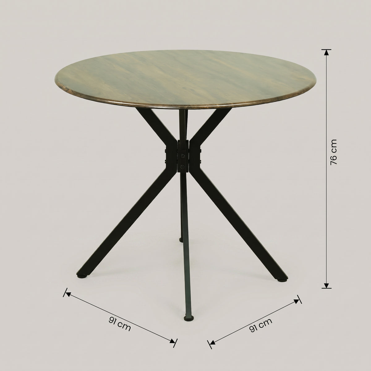 Omaha Round Wood and Metal 4 seater Dining Table by Zodiya