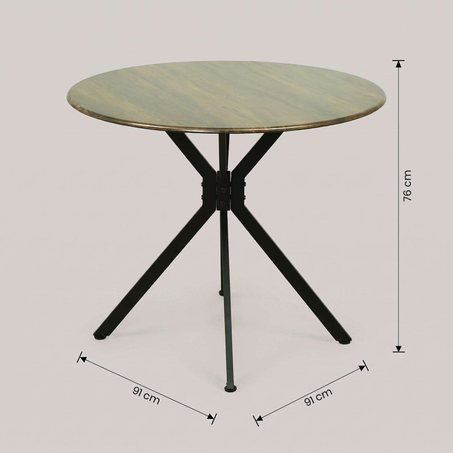 Omaha Round Wood and Metal 4 seater Dining Table by Zodiya