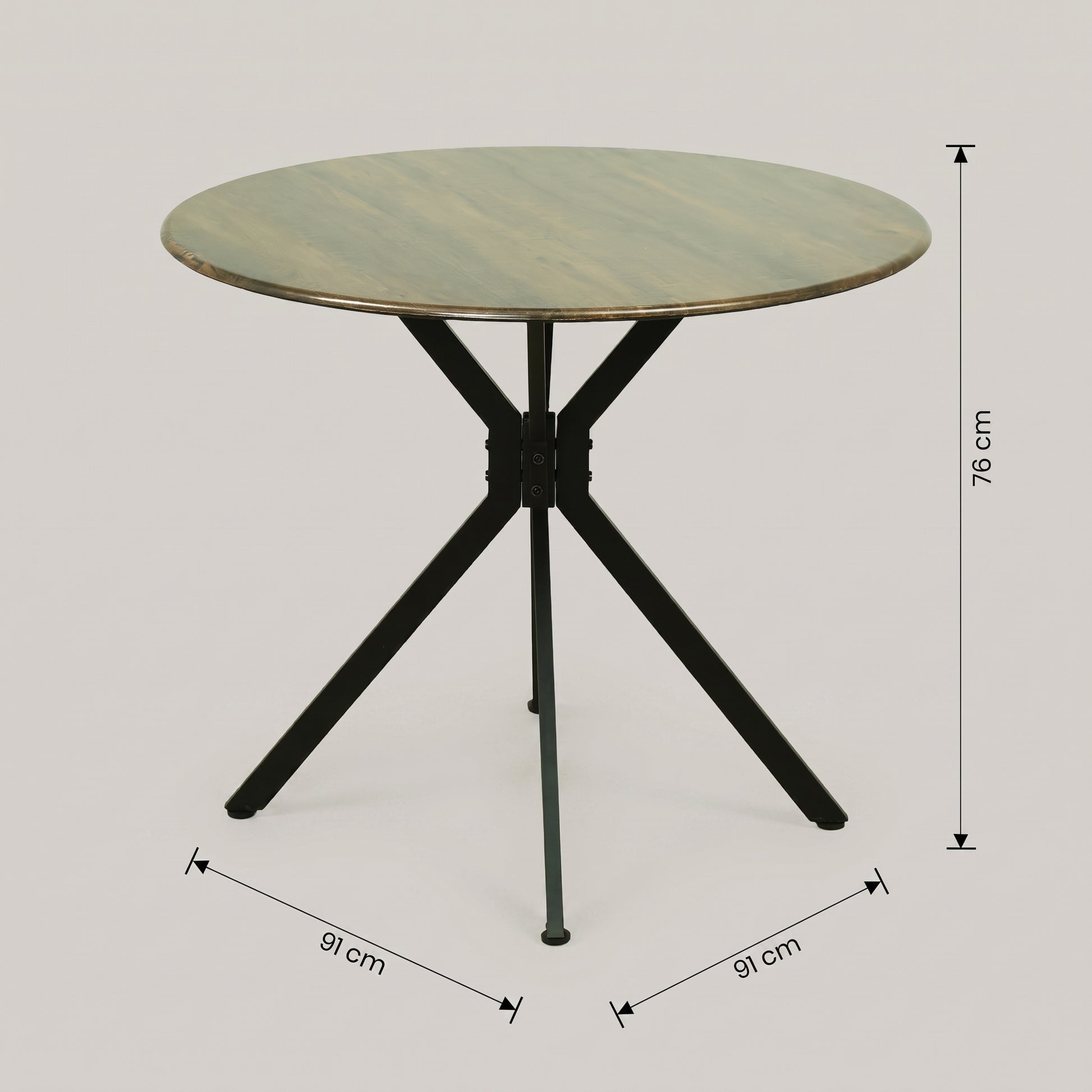 Omaha Round Wood and Metal 4 seater Dining Table by Zodiya-2