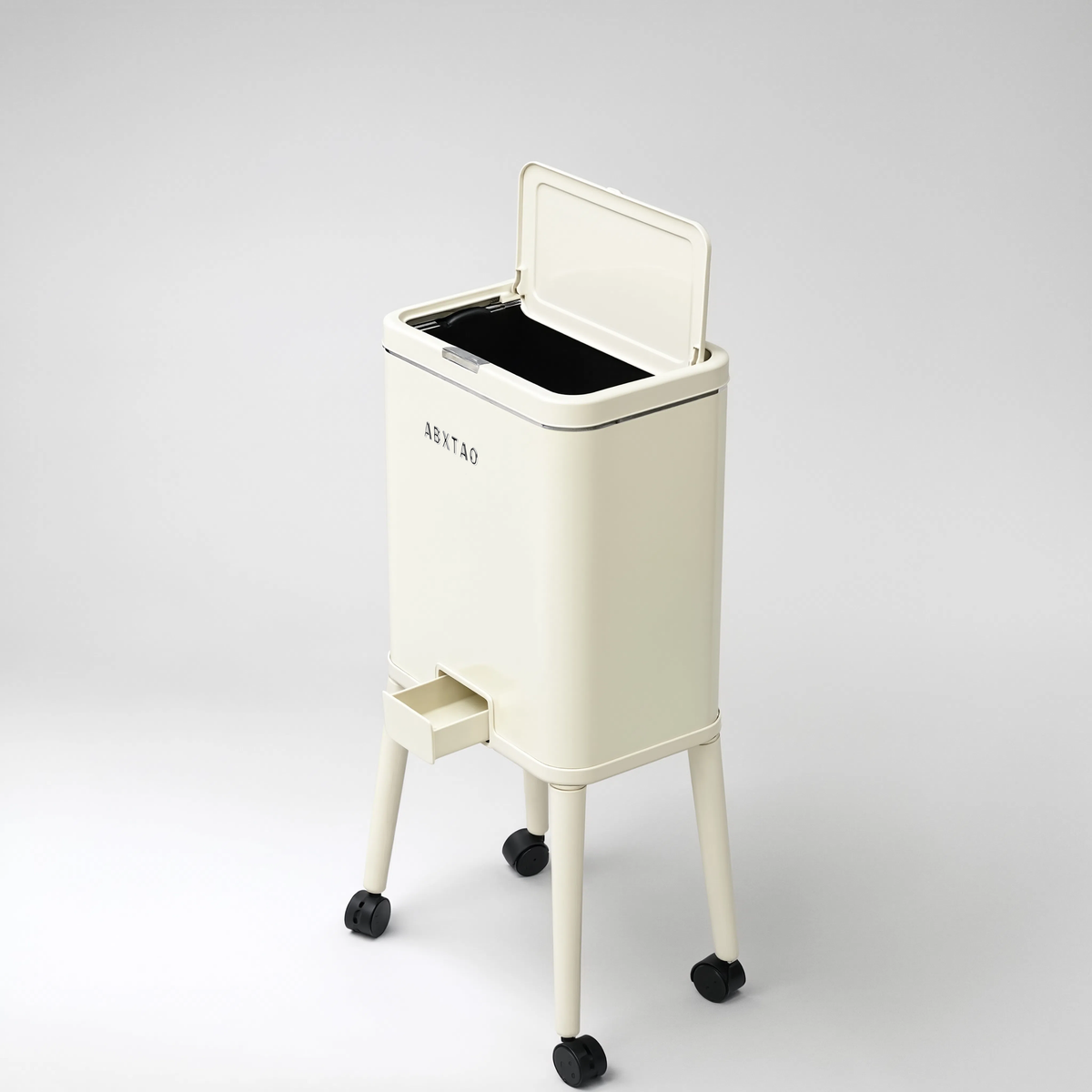 Off white Dustbin with Wheels by Zodiya